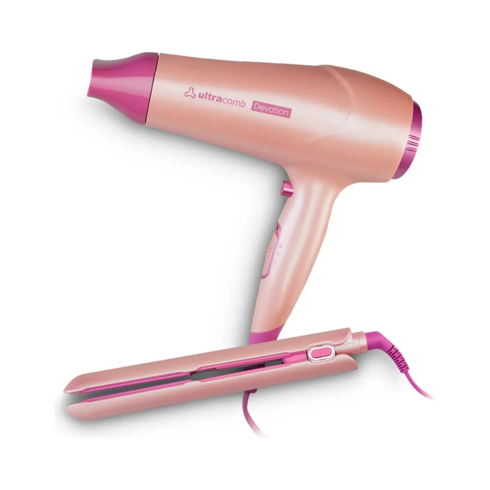 Combo Secador De Cabello Y Planchita Ultracomb Tourmaline Ion Devotion